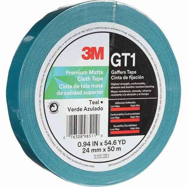 3M - 50m x 24mm x 11 mil Teal Cotton Cloth Gaffers Tape - Americas Industrial Supply