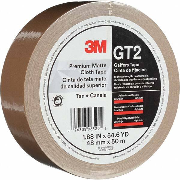 3M - 50m x 48mm x 11 mil Tan Cotton Cloth Gaffers Tape - Americas Industrial Supply