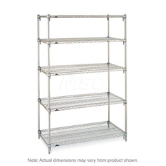 Starter Unit Wire Shelving: 5 Shelves 72″ Wide, 24″ Deep, 74″ High