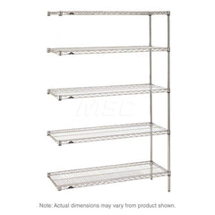 Add-On Unit Wire Shelving: 5 Shelves 72″ Wide, 24″ Deep, 74″ High