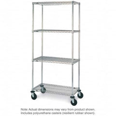 Metro - 600 Lb Capacity 4 Shelf Mobile Wire Shelving Unit - Add-On Unit - Americas Industrial Supply