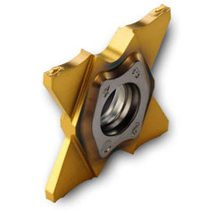 Grooving Insert: TQJJ TT9080, Solid Carbide TiAlN & TiN Finish, Neutral, 0.094″ Cutting Width, Series TQJ27