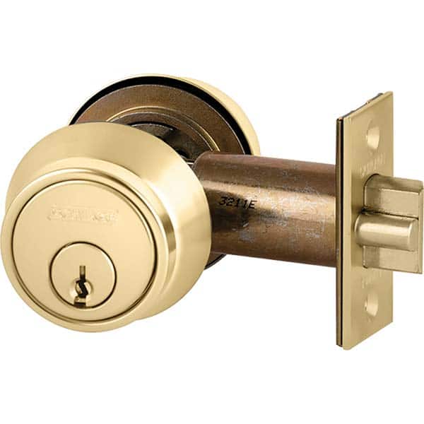 Schlage - Deadbolts Type: Deadlocking Latch Door Thickness Range: 1-1/2-1-3/4 - Americas Industrial Supply