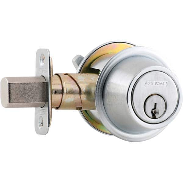 Schlage - Deadbolts Type: Single Cylinder Door Thickness Range: 1-3/8 - 1-7/8 - Americas Industrial Supply