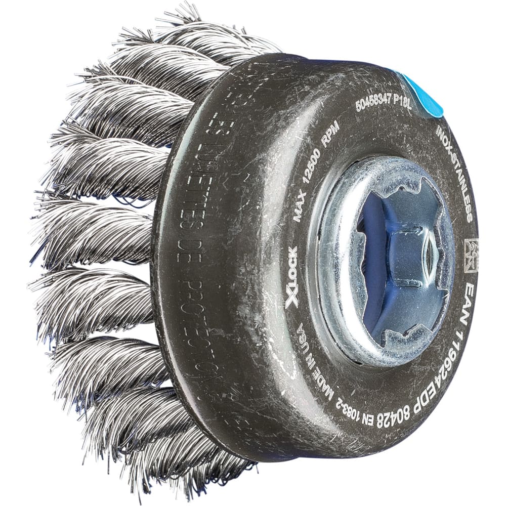 PFERD - Cup Brushes; Brush Diameter (Inch): 2-3/4 ; Fill Material: Stainless Steel ; Filament/Wire Diameter (Decimal Inch): 0.0140 ; Wire Type: Full Cable Twist; Single ; Arbor Type: X-LOCK ; Arbor Hole Thread Size: X-LOCK - Exact Industrial Supply