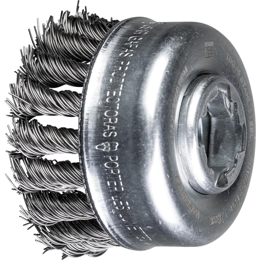 PFERD - Cup Brushes; Brush Diameter (Inch): 2-3/4 ; Fill Material: Carbon Steel ; Filament/Wire Diameter (Decimal Inch): 0.0200 ; Wire Type: Full Cable Twist; Single ; Arbor Type: X-LOCK ; Arbor Hole Thread Size: X-LOCK - Exact Industrial Supply