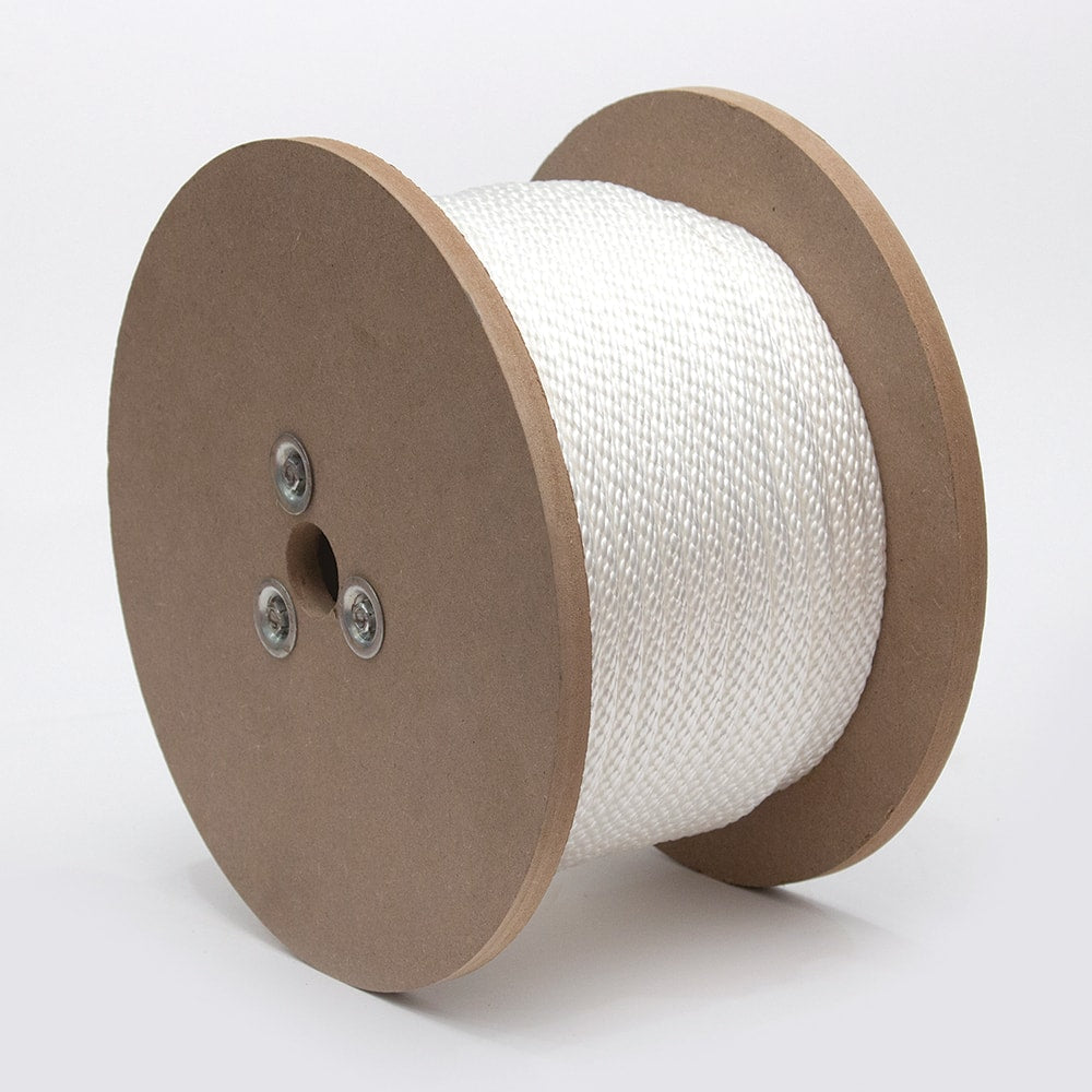 Mibro - Rope; Type: Smooth Braid ; Head/Holder Diameter (Inch): 1/2 ; Material: Nylon ; Load Capacity (Lb.): 575.000 ; Maximum Length: 250.00 ; Color: White - Exact Industrial Supply