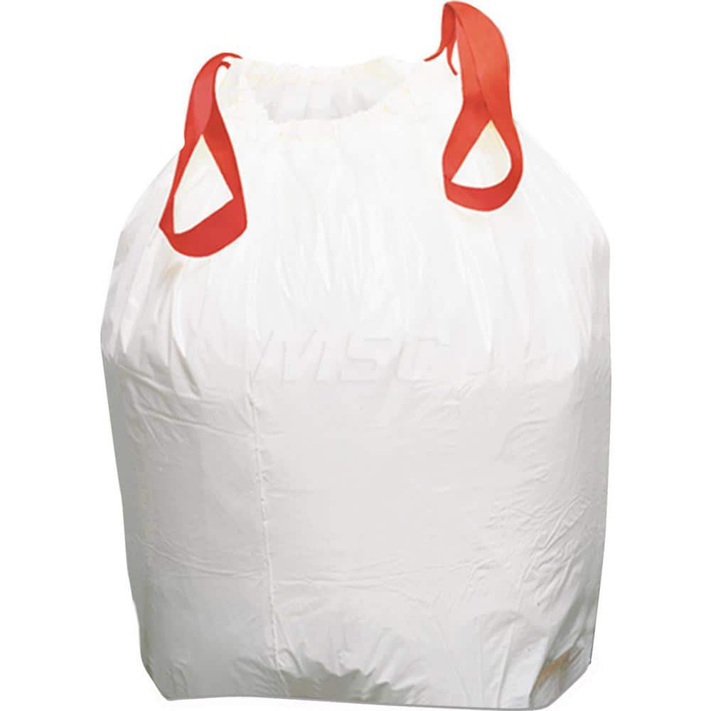 Household Trash Bag: 13 gal, 0.8 mil, Pack of (100) 25″ Wide, 27.4″ High, Plastic, White