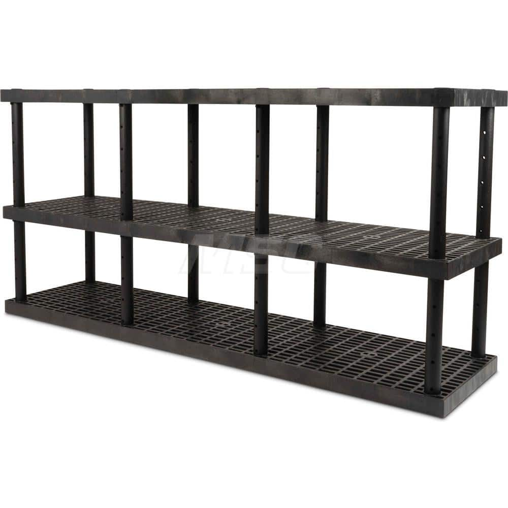 Plastic Shelving; Type: Adjustable Shelving; Shelf Capacity (Lb.): 2025; Width (Inch): 24; Height (Inch): 48.000000; Depth: 96; Number of Shelves: 3; Color: Black