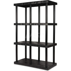 Plastic Shelving; Type: Fixed Shelving; Shelf Capacity (Lb.): 1760; Width (Inch): 24; Height (Inch): 75.000000; Depth: 48; Number of Shelves: 4; Color: Black