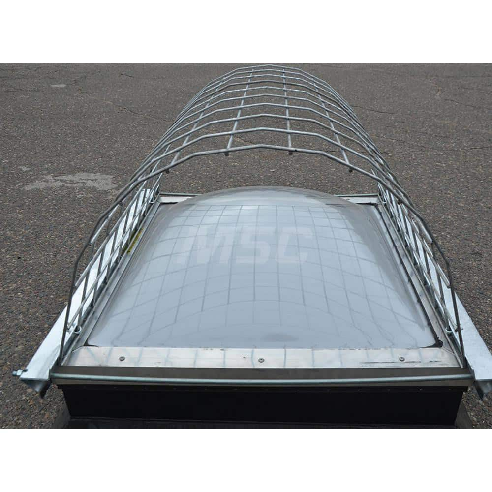 Skylight Guards; Shape: Half Round; Material: Galvanized steel; Color: Silver; Height (Inch): 18.98; Length (Inch): 42; Width (Inch): 42; Load Rating (Lb.): 408; Standards: CAL OSHA 3212 (b) ™and ™(e) ™and ™1926.501(b) (4)