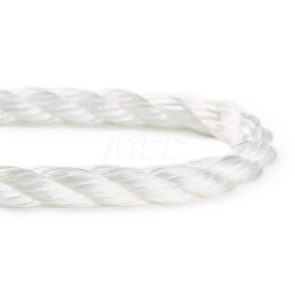 Rope; Rope Construction: 3 Strand Twisted; Material: Polyester; Nylon; Work Load Limit: 60 lb; Color: White; Maximum Temperature (F) ( - 0 Decimals): 265; Breaking Strength: 34265; Application: General Purpose; Rope Strand Count: 3; Package Type: Reel; He