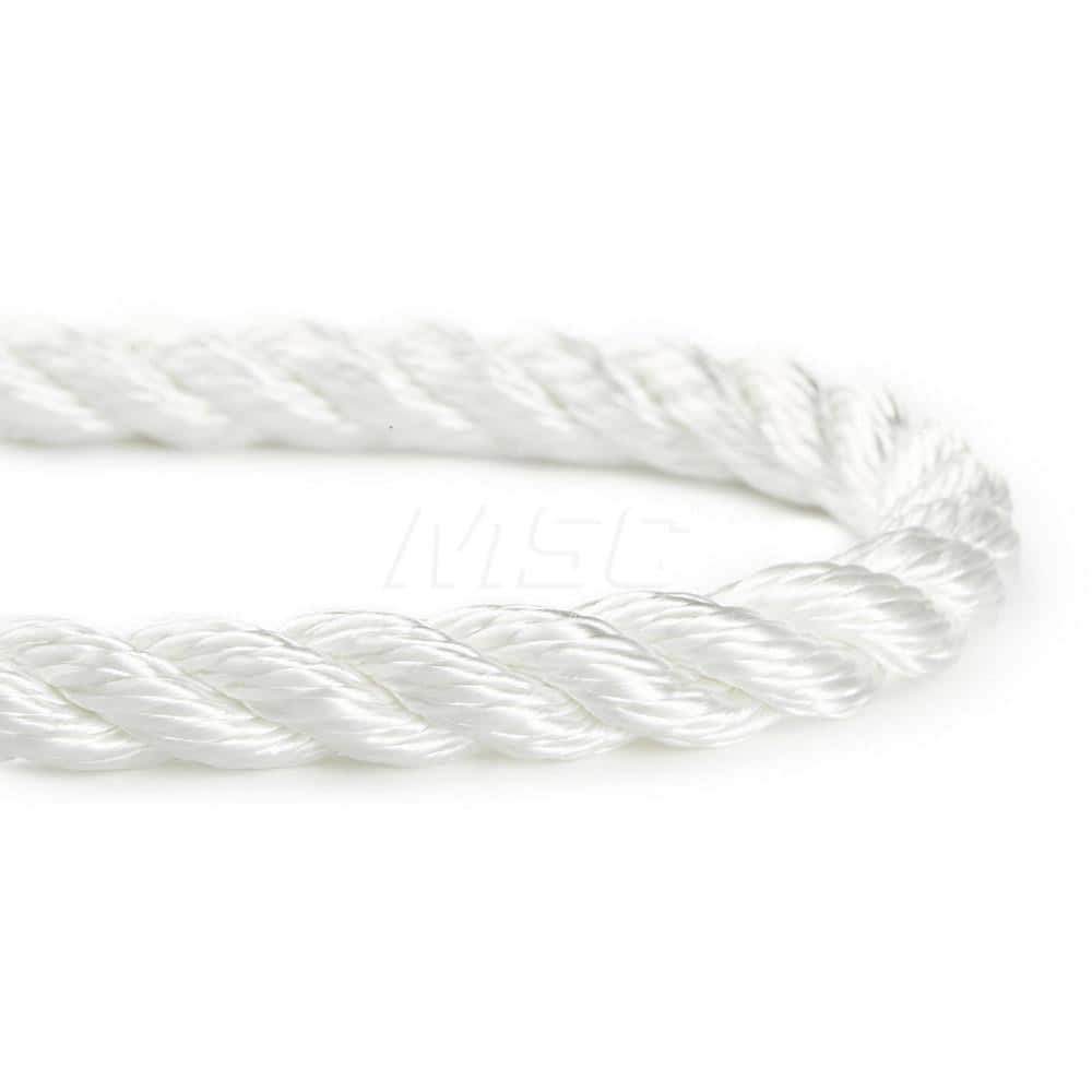 Rope; Rope Construction: 3 Strand Twisted; Material: Nylon; Work Load Limit: 120 lb; Color: White; Maximum Temperature (F) ( - 0 Decimals): 295; Breaking Strength: 1710; Application: General Purpose; Rope Strand Count: 3; Package Type: Reel; Additional In