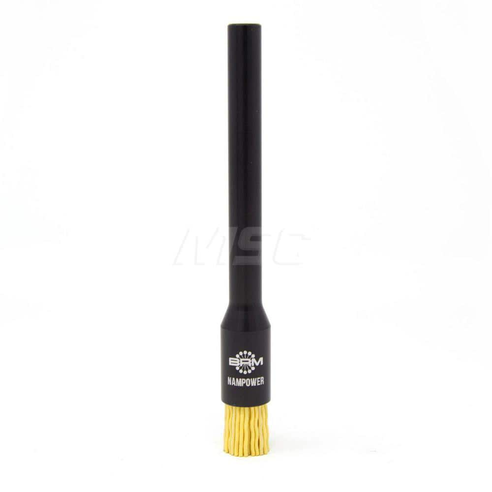 End Brushes: 1/2″ Dia, 0.035″ Wire Dia, Ceramic & Nylon, Crimped Wire 5/8″ Trim Length, 3/8″ Shank Dia, 10,000 Max RPM