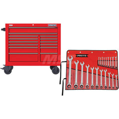 Tool Roller Cabinet: 14 Drawers Gloss Red, Vinyl Top