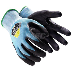 Cut, Puncture & Abrasive-Resistant Gloves: Size S, ANSI Cut A5, ANSI Puncture 4, Nitrile, HPPE Blend Black & Blue, Palm & Fingers Coated, HPPE Blend Lined, HPPE Blend Back, Textured Grip, ANSI Abrasion 6