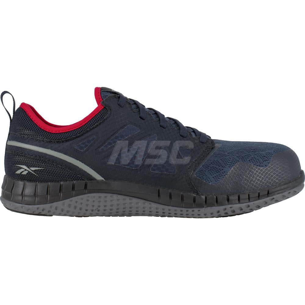 Work Boot: Size 7.5, Microfiber, Steel Toe Blue, Medium Width, Non-Slip Sole