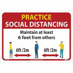 NMC - "Practice Social Distancing", 14" Wide x 10" High, Pressure-Sensitive Vinyl Safety Sign - Americas Industrial Supply