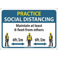 NMC - "Practice Social Distancing", 14" Wide x 10" High, Aluminum Safety Sign - Americas Industrial Supply