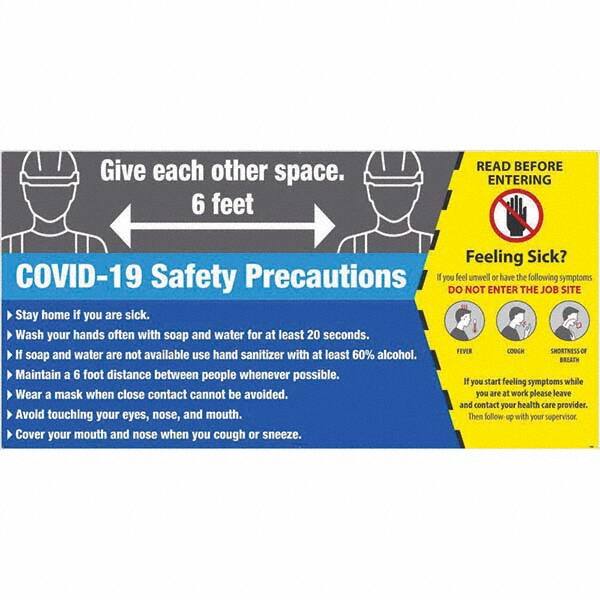 NMC - "COVID-19 - COVID-19 Safety Precautions", 96" Wide x 48" High, Aluminum Composite Panel Safety Sign - Americas Industrial Supply