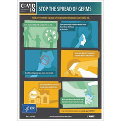 NMC - "COVID-19 - STOP THE SPREAD OF GERMS", 10" Wide x 14" High, Pressure-Sensitive Vinyl Safety Sign - Americas Industrial Supply