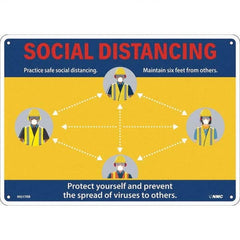 NMC - "Social Distancing", 14" Wide x 10" High, Rigid Plastic Safety Sign - Americas Industrial Supply