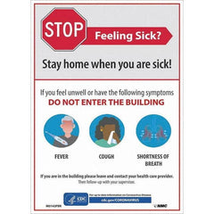 NMC - "COVID-19 - Stay Home When You Are Sick", 10" Wide x 14" High, Pressure-Sensitive Vinyl Safety Sign - Americas Industrial Supply