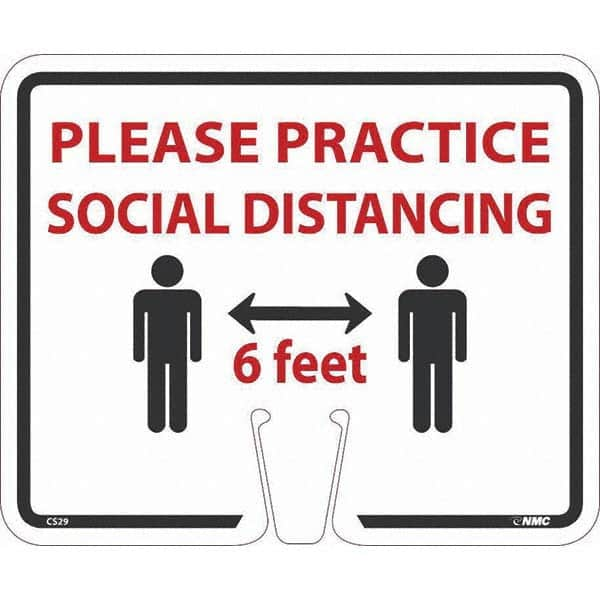 NMC - "Please Practice Social Distancing", 12-5/8" Wide x 10-3/8" High, Rigid Plastic Safety Sign - Americas Industrial Supply