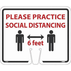 NMC - "Please Practice Social Distancing", 12-5/8" Wide x 10-3/8" High, Rigid Plastic Safety Sign - Americas Industrial Supply