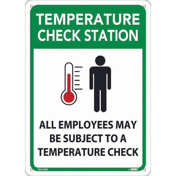 NMC - "Temperature Check Station", 10" Wide x 14" High, Aluminum Safety Sign - Americas Industrial Supply