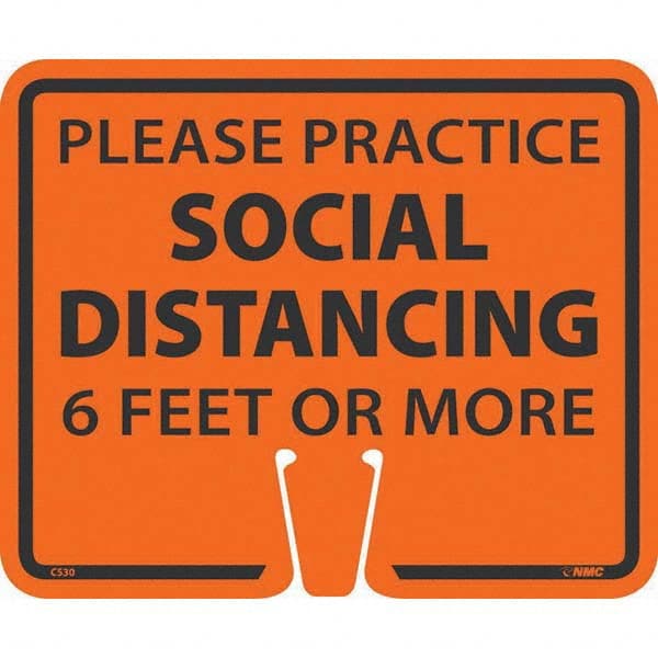 NMC - "Please Practice Social Distancing", 12-5/8" Wide x 10-3/8" High, Rigid Plastic Safety Sign - Americas Industrial Supply