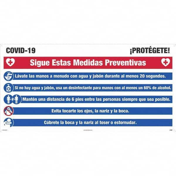 NMC - "COVID-19 - PROTECT YOURSELF!", 48" Wide x 24" High, Aluminum Composite Panel Safety Sign - Americas Industrial Supply