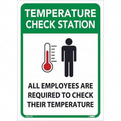 NMC - "Temperature Check Station", 10" Wide x 14" High, Pressure-Sensitive Vinyl Safety Sign - Americas Industrial Supply