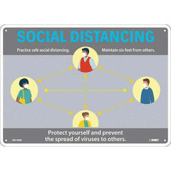 NMC - "Social Distancing", 14" Wide x 10" High, Rigid Plastic Safety Sign - Americas Industrial Supply