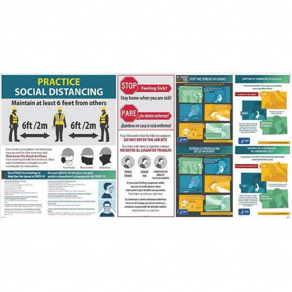 NMC - "COVID-19 - Practice Social Distancing", 96" Wide x 48" High, Aluminum Composite Panel Safety Sign - Americas Industrial Supply