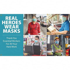 NMC - Banners Message Type: Safety Reinforcement & Motivational Legend: Real Heroes Wear Masks - Americas Industrial Supply