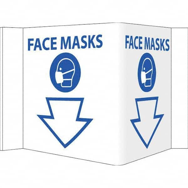 NMC - "Face Masks", 12" Wide x 6" High, Vinyl Safety Sign - Americas Industrial Supply