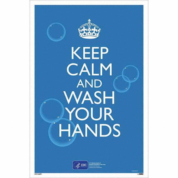 NMC - "COVID-19 - Keep Calm And Wash Your Hands", 12" Wide x 18" High, Paper Safety Sign - Americas Industrial Supply