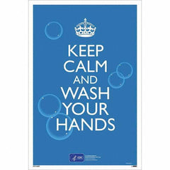 NMC - "COVID-19 - Keep Calm And Wash Your Hands", 12" Wide x 18" High, Paper Safety Sign - Americas Industrial Supply