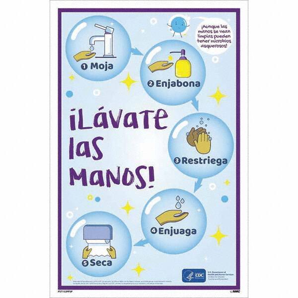 NMC - "COVID-19 - Il\xE1vate Las Manos!", 12" Wide x 18" High, Paper Safety Sign - Americas Industrial Supply