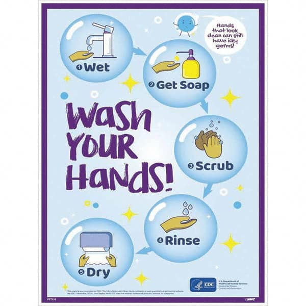 NMC - "COVID-19 - Wash Your Hands", 18" Wide x 24" High, Paper Safety Sign - Americas Industrial Supply