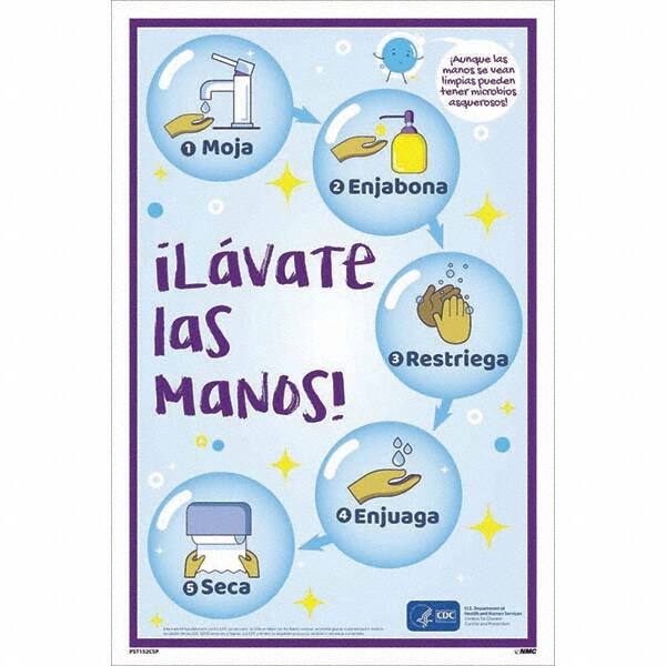 NMC - "COVID-19 - Il\xE1vate Las Manos!", 12" Wide x 18" High, Vinyl Safety Sign - Americas Industrial Supply