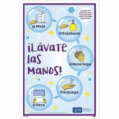 NMC - "COVID-19 - Il\xE1vate Las Manos!", 12" Wide x 18" High, Vinyl Safety Sign - Americas Industrial Supply