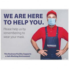 NMC - "COVID-19 - We Are Here To Help You", 24" Wide x 18" High, Paper Safety Sign - Americas Industrial Supply