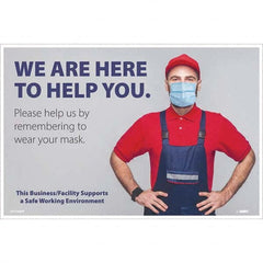 NMC - "COVID-19 - We Are Here To Help You", 18" Wide x 12" High, Paper Safety Sign - Americas Industrial Supply