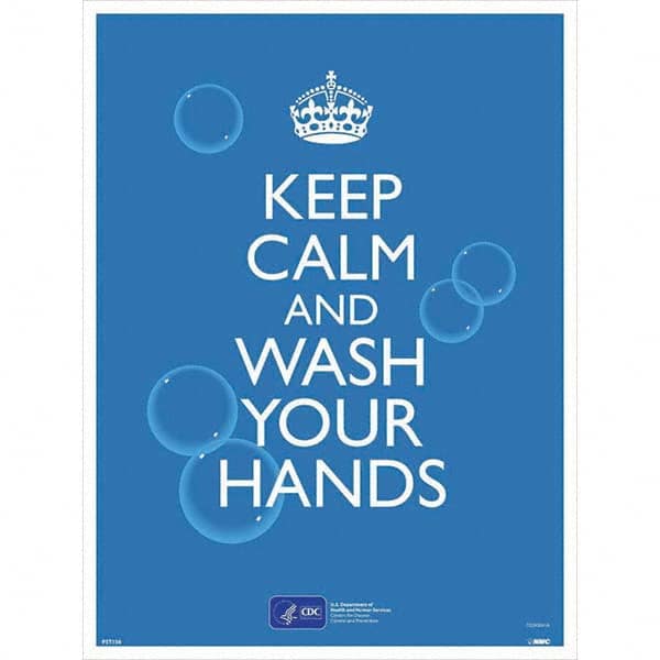 NMC - "COVID-19 - Keep Calm And Wash Your Hands", 18" Wide x 24" High, Paper Safety Sign - Americas Industrial Supply