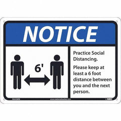 NMC - "Notice - Practice Social Distancing", 14" Wide x 10" High, Rigid Plastic Safety Sign - Americas Industrial Supply