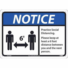 NMC - "Notice - Practice Social Distancing", 14" Wide x 10" High, Aluminum Safety Sign - Americas Industrial Supply