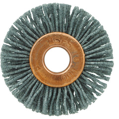 1-1/8″ Small Diameter Nylox Wheel Brush, .022/120SC Crimped Fill, 1/4″ Arbor Hole - Americas Industrial Supply