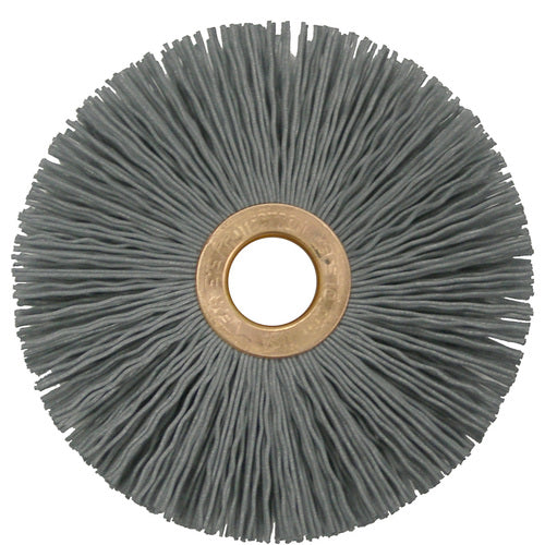 3″ Small Diameter Nylox Wheel Brush, .022/320SC Crimped Fill, 1/2″ Arbor Hole - Americas Industrial Supply
